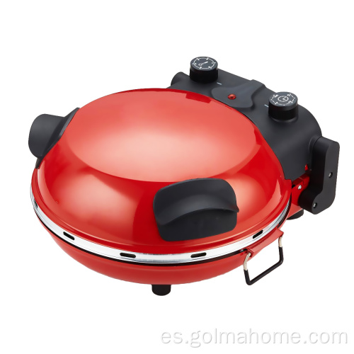 Fast Fun cooking máquina de pizza eléctrica de 12 pulgadas con hornos de piedra de cerámica para hornear pizza italiana crepe / máquina de panqueques horno de pizza rojo